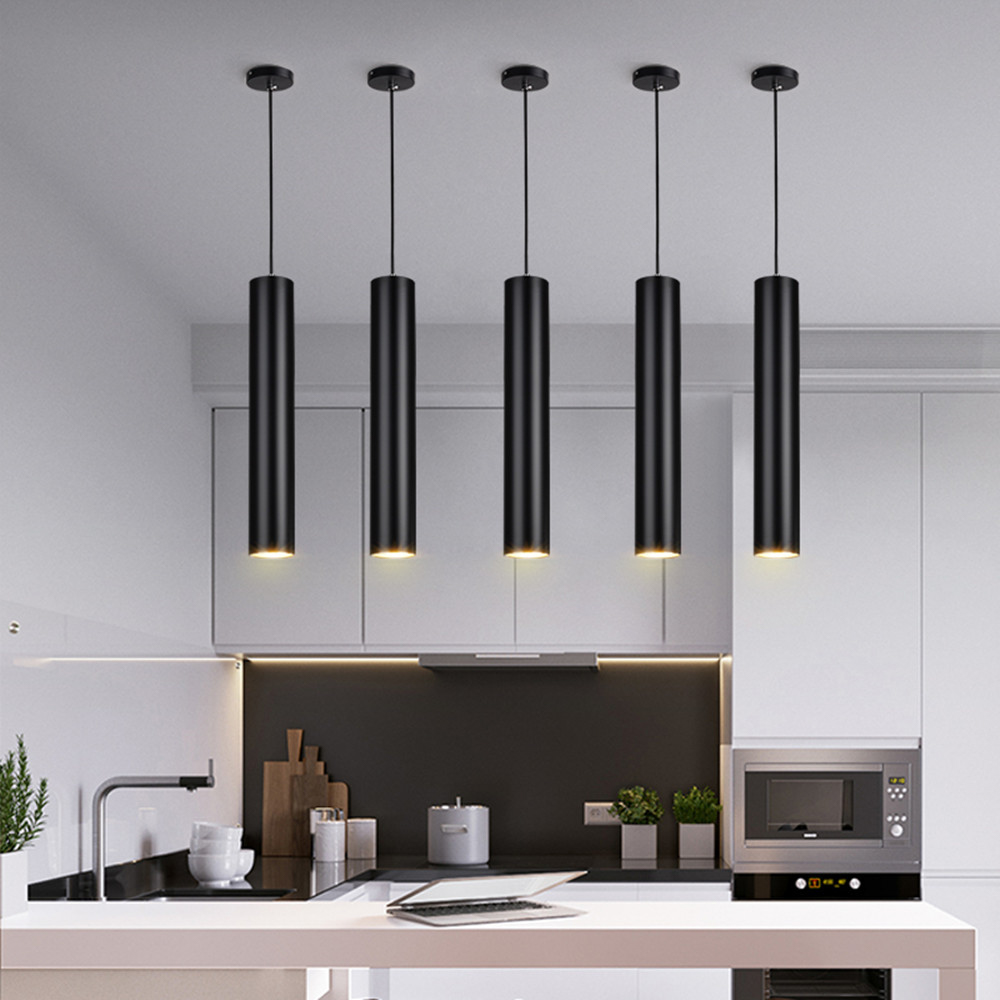 Dimmable LED Pendant Light Long Tube Lamp Cylinder Pipe Hanging Lamps Kitchen Island Dining Room Cor 